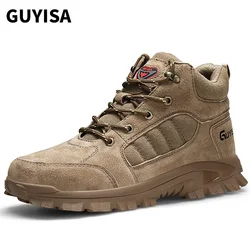 GUYISA brand fashion grey high cut safety boots men's non-slip wear-resistant stab-resistant steel toe safety work boots