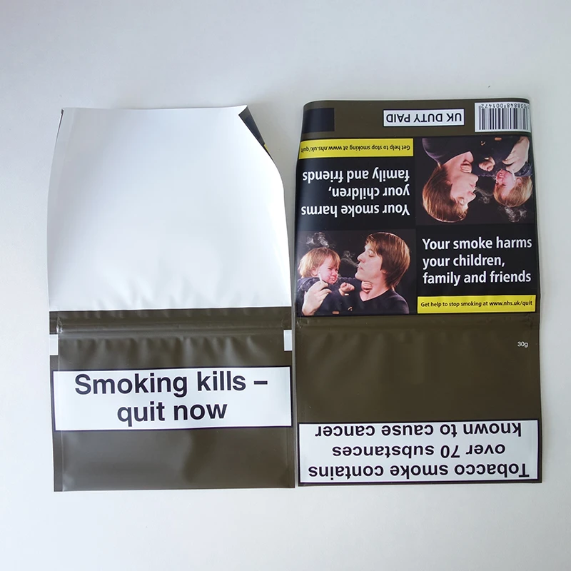 Wholesale Custom Printed 50g Tobacco Rolling Smoking Pouches Tobacco Leaf Bags Packaging With Zipper