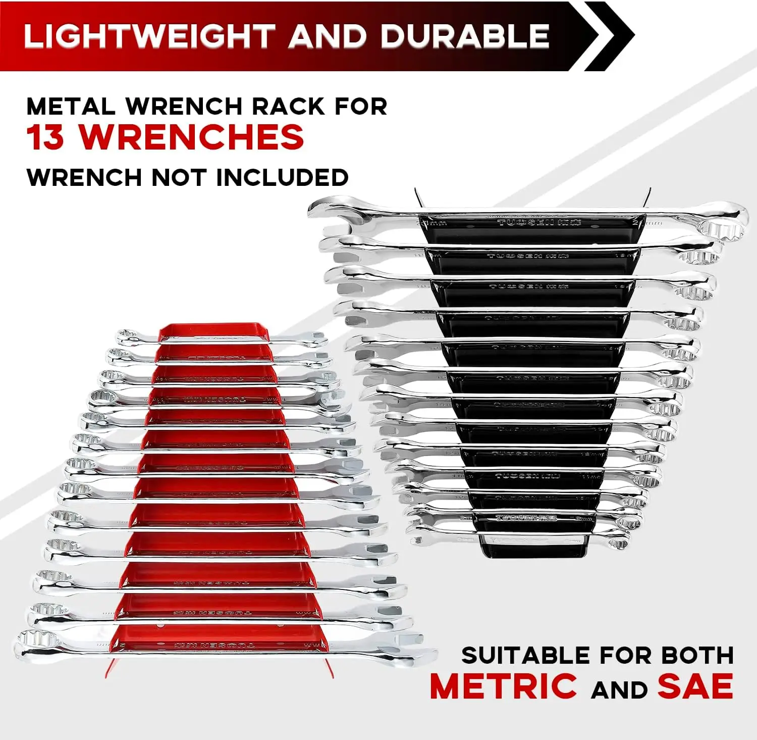 2024 Magnetic Metal Wrench Organizer 52 Slot Wrench Tray for Tool Box & Wall Mounted Magnetic Wrench Holder
