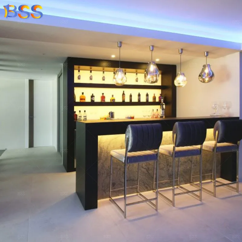Индивидуальная домашняя барная стойка, современный дизайн, черная отдельно стоящая барная стойка и шкаф