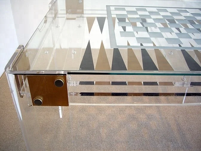 
Satom Custom Wholesale High-end Acrylic Lucite Outdoor Chess Game Board Table Acryl backgammon tabl 