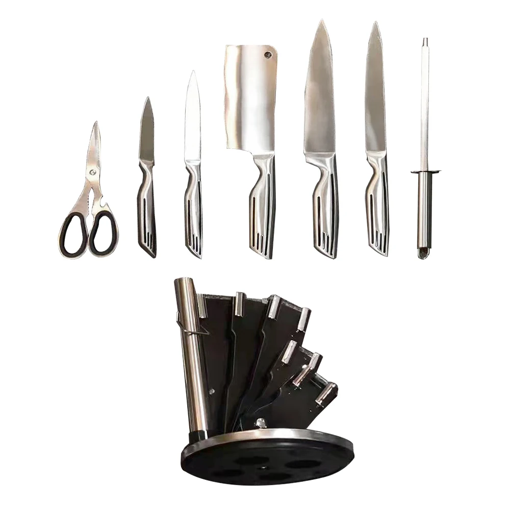  Изготовленный на заказ логотип 7pcs антипригарный кухонный инструмент кастрюля для готовки из нержавеющей стали нож шеф-повара набор с