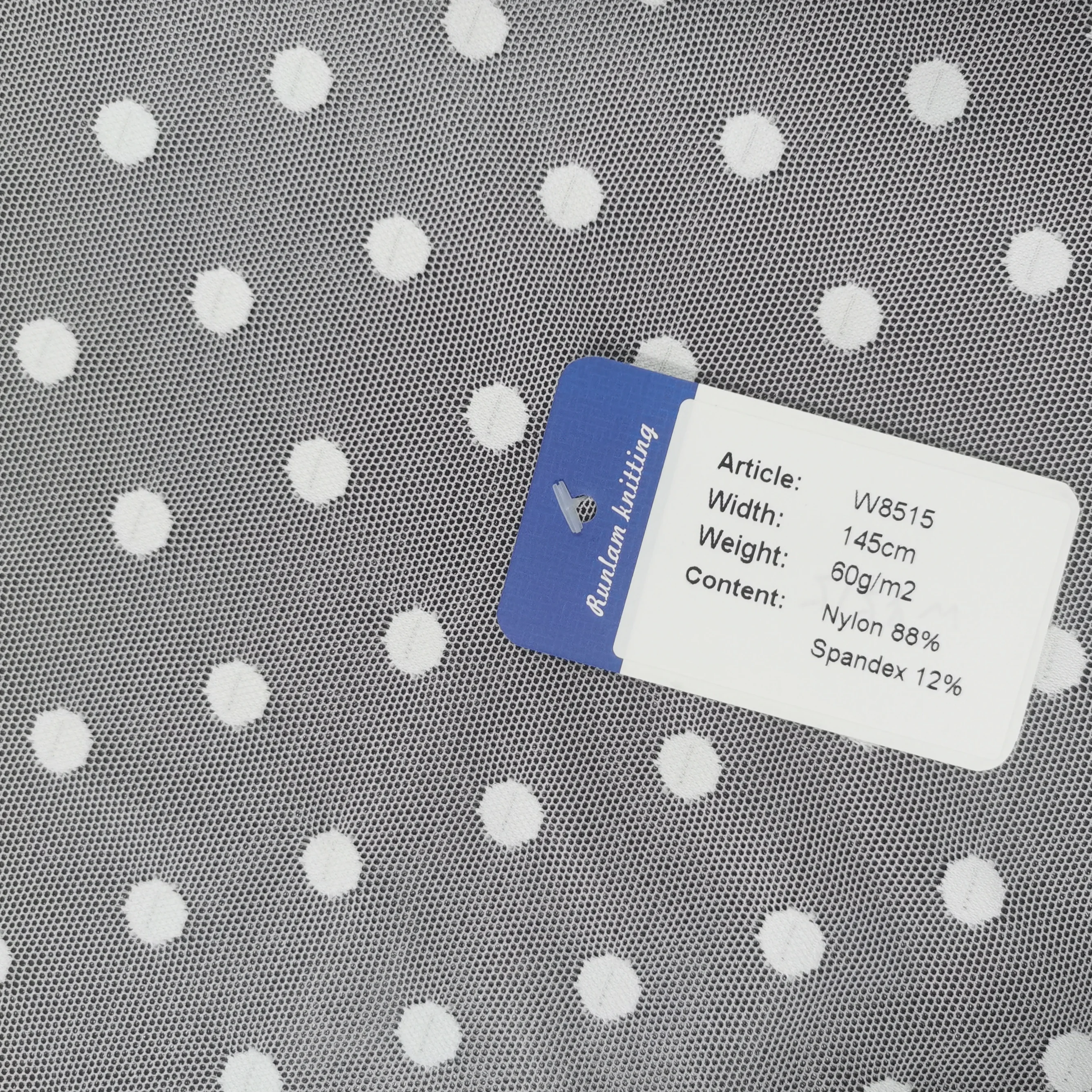 2022 Runlam Popular design 88 nylon 12 spandex dot jacquard 4 way stretch tulle mesh fabric for underwear fabric