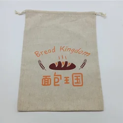2022 Super September Fashion High Quality Reusable Drawstring Eco Cotton Flax Canvas Linen Bread Bag With Logo