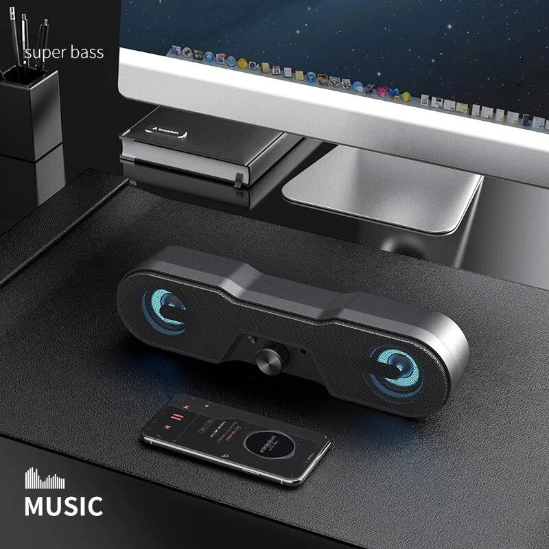 Hot Sale Led Colorful Multimedia Dual Horn Home Theater 3d Surround Stereo USB PC Computer Gaming Speakers