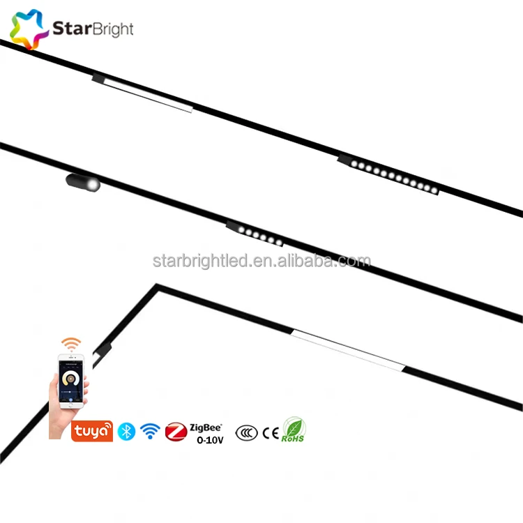 Smart Dimmable Running Magnetic Track LED Linear Lighting Lamp Black Luminous Light Body magnetic led light
