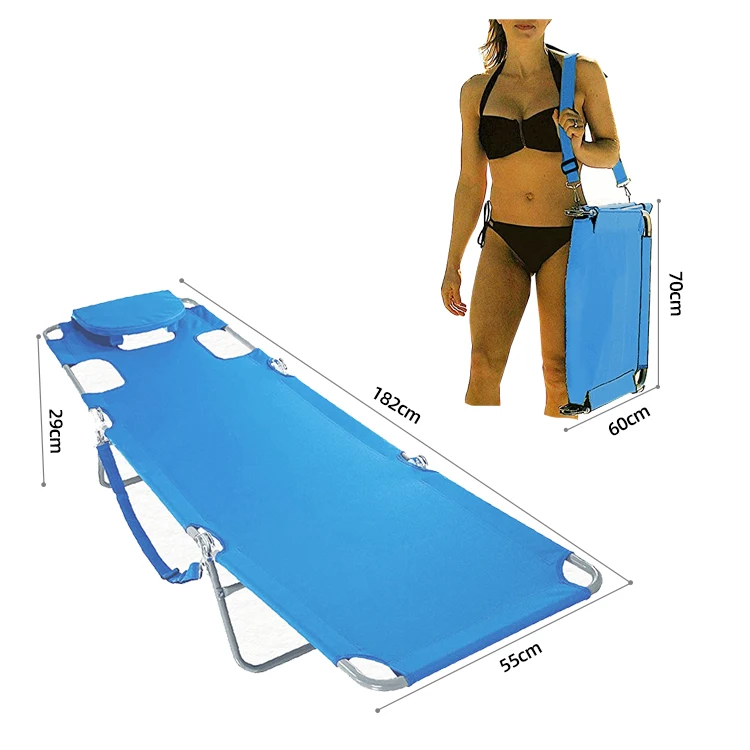 HOMFUL Hot Selling Backpack Beach Chair Folding Beach Chair Foldable With Adjustable Face Hole And Removable Pillow