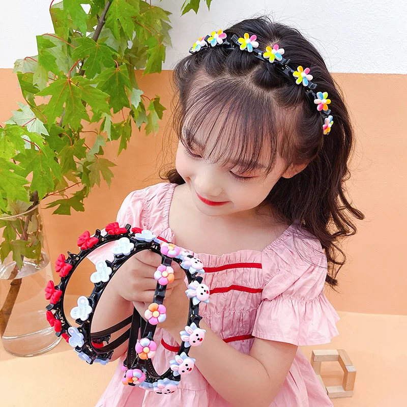 Cute headdress children hairpin card girl baby cartoon headband kids braided hair band