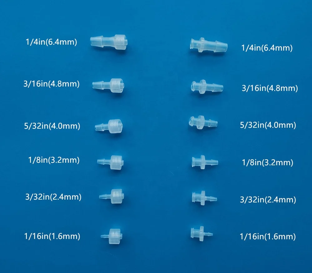 1/16 3/32 1/8 5/32 3/16 1/4 PP Male female hose tubing luer barb adapter connector luer lock