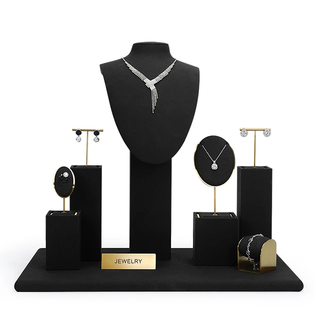 In Stock Microfiber Jewelry Shop Exhibition Display Stand Necklace Bust Rings Pendant Bracelet Jewellery Window Display Props