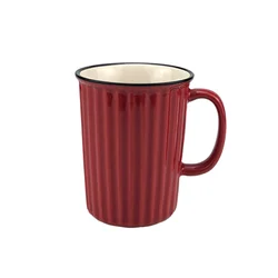 Japan Style Black Rim Vertical Ceramic Coffee Mug For Daily Use Ceramics Cups