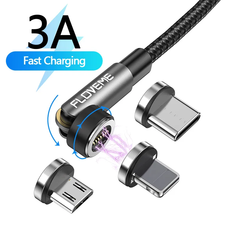 Бесплатная доставка 1 образец OK FLOVEME CE FCC RoHS вращение на 540 градусов 3A Быстрый USB зарядный кабель