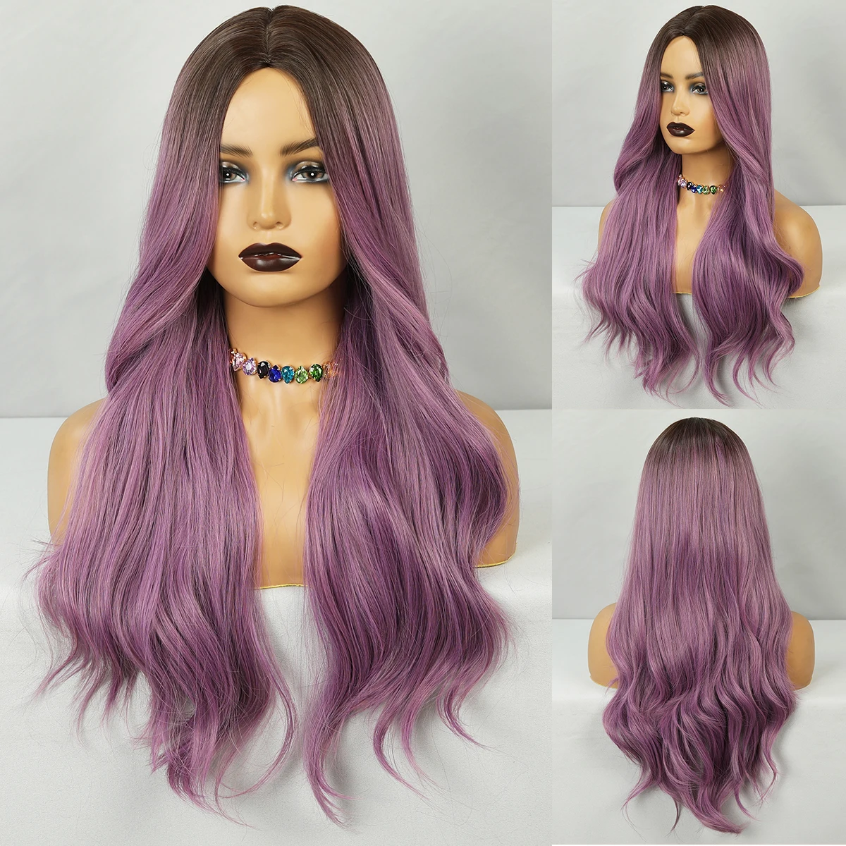 High Quality 26 Inches Long Straight Light Purple Synthetic Heat Resistant Anime Wig Saint Seiya Athena Cosplay