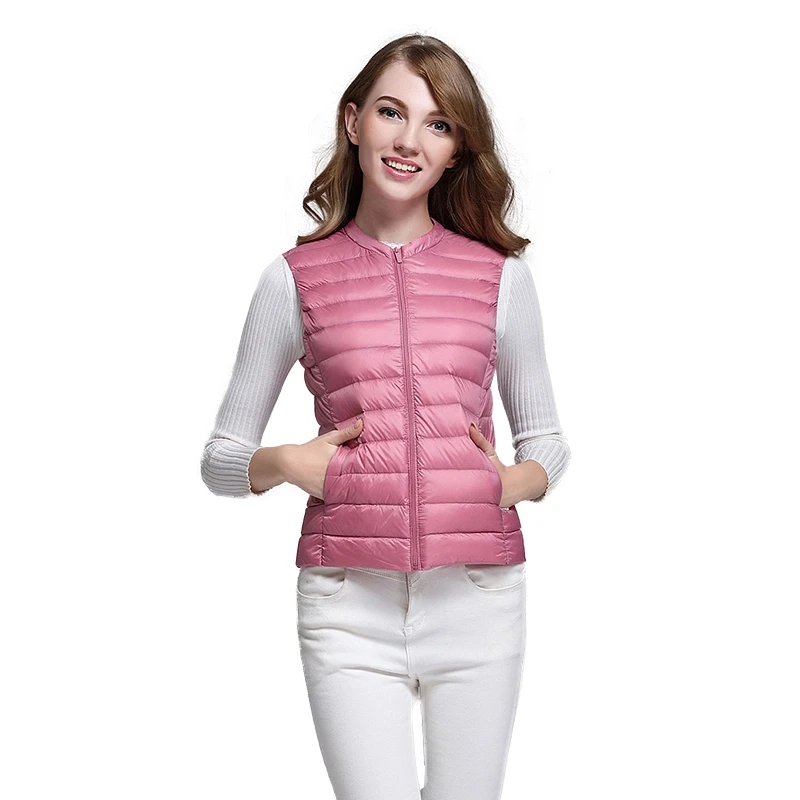 China Factory Supplied Top Quilted Sleeveless Jacket High Quality Body Warmer Ladies Collarless Vest