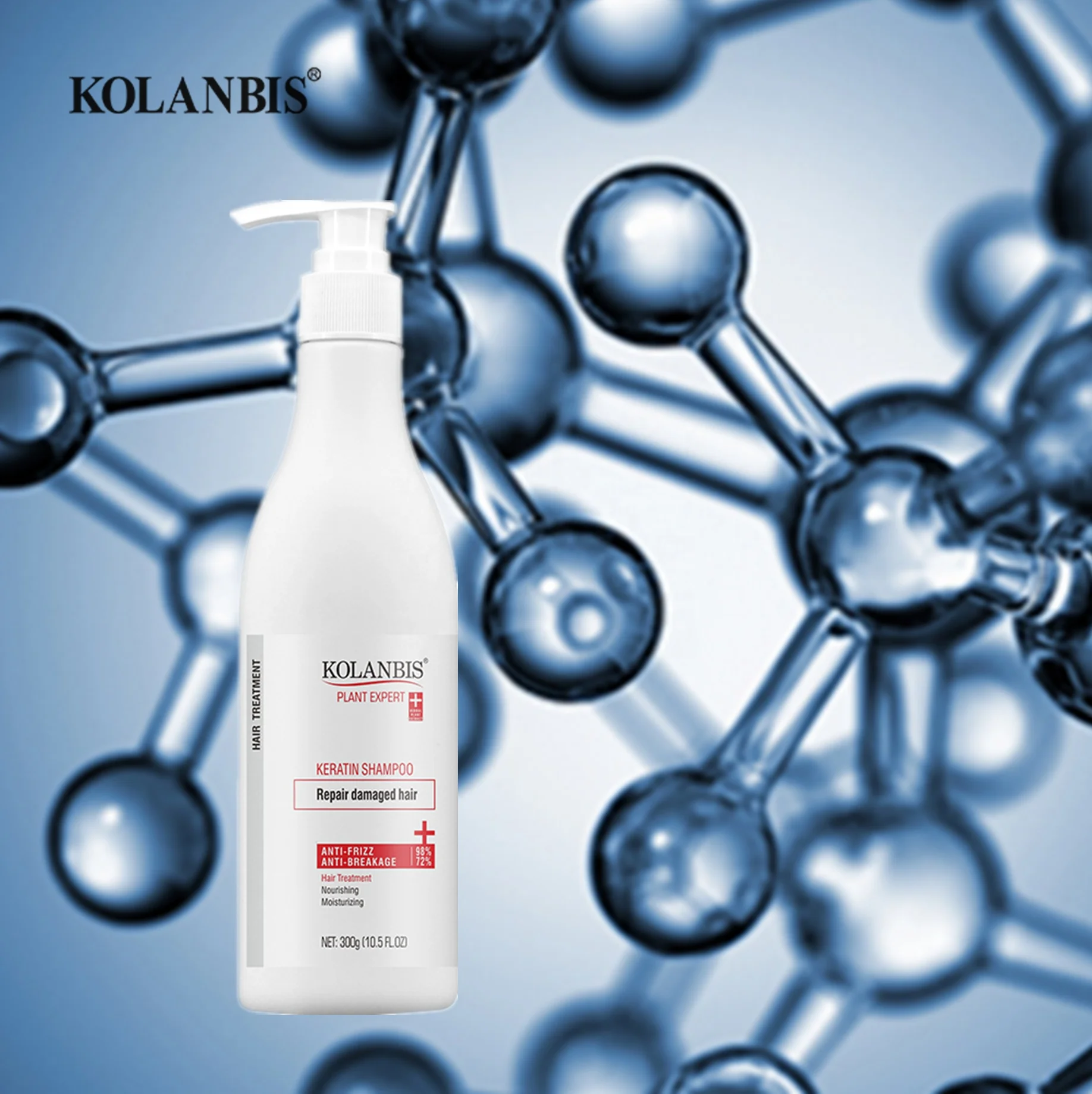 KOLANBIS New Arrival Natural Keratin Omega Three Fatty Acids Building Shampoo Custom White Bottle
