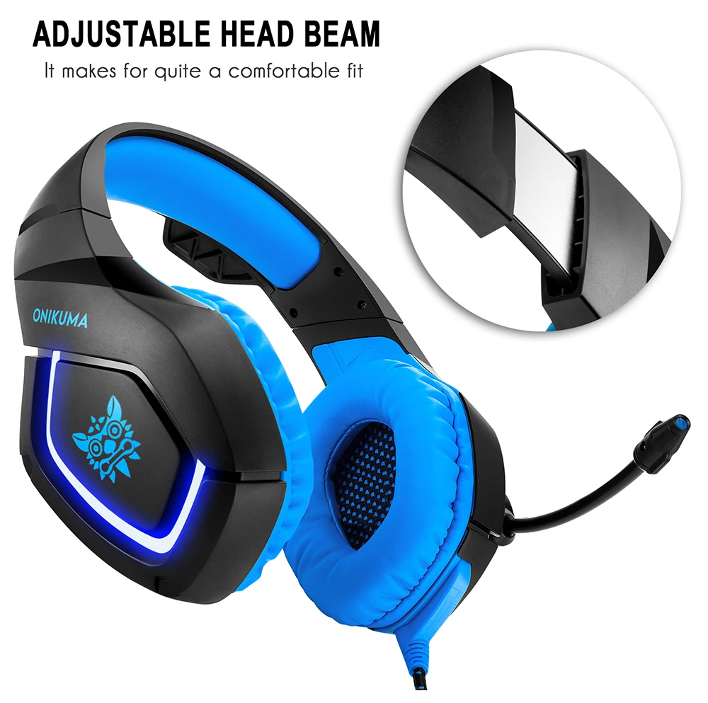 ONIKUMA Gaming Headset Over Ear Gaming Headphone with Microphone,Noise Canceling Stereo Sound Soft Memory Ear Cup for PC,PS4,PS5