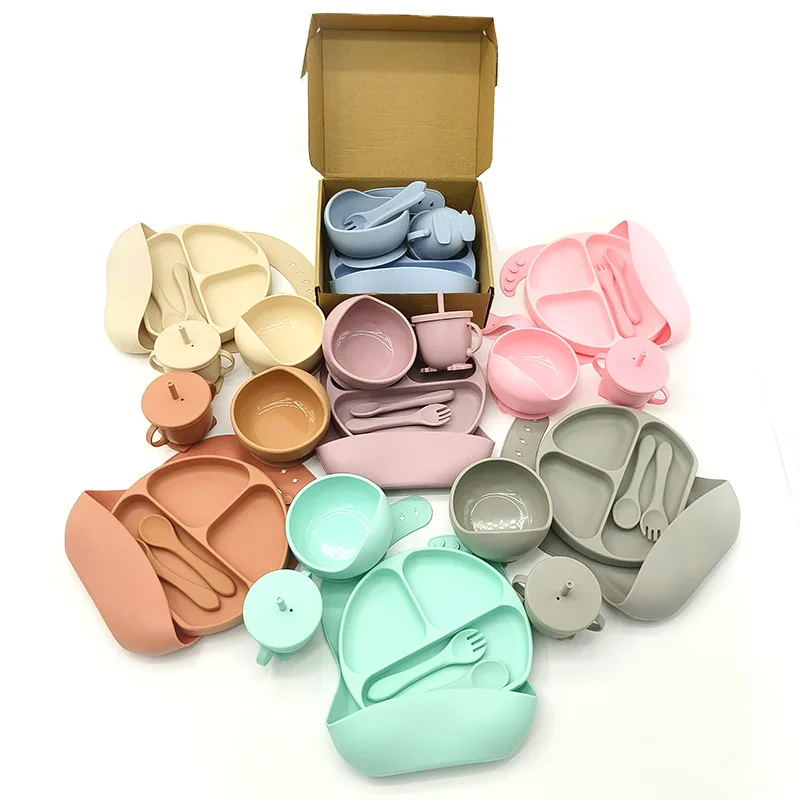 Factory 2023 Trending Portable Unbreakable Baby Eating Dishes Baby Feeding Tableware For Children