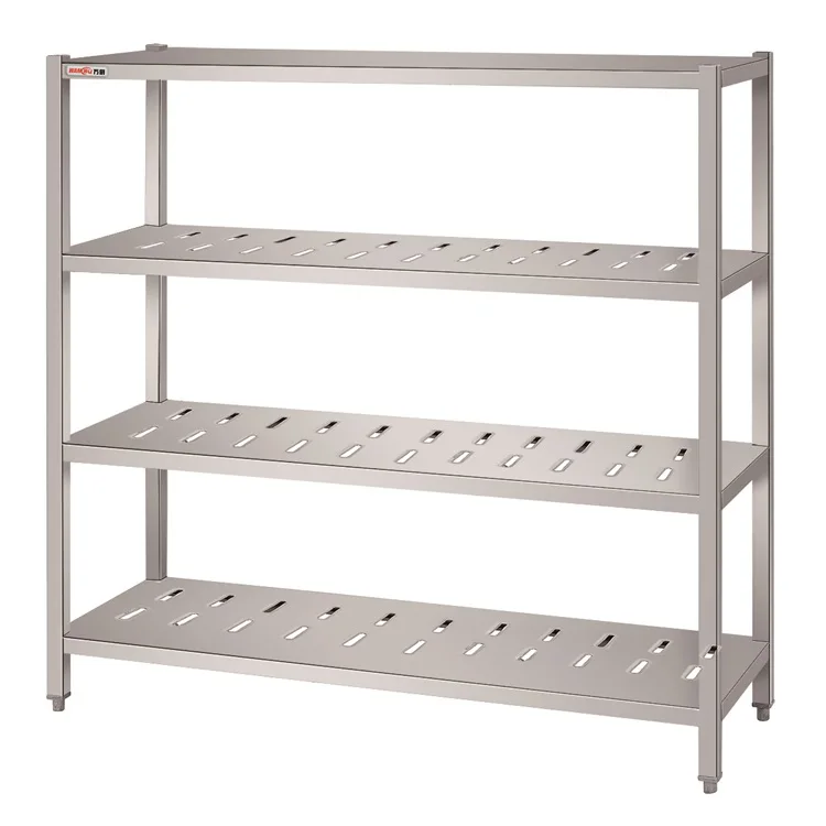 4 Tiers Stainless Steel Vegetable Display Rack Strong Load Capacity Restaurant Fruit Storage Shelf Kitchen Equipment