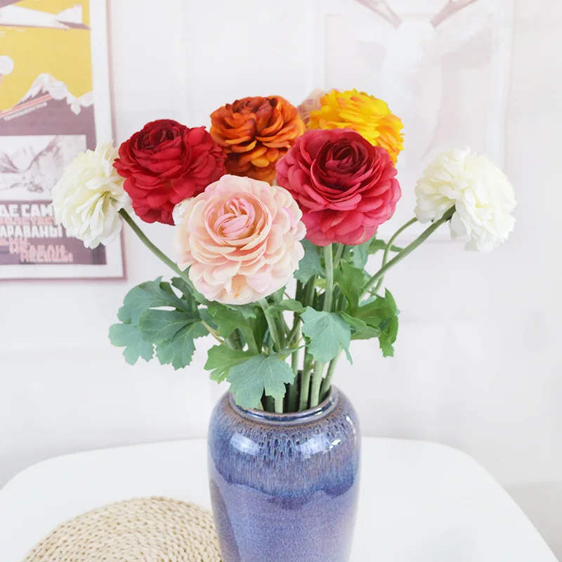 Hot Sale Faux Silk Camellia Plant Flower Artificial Ranunculus For Wedding Centerpiece Decoration