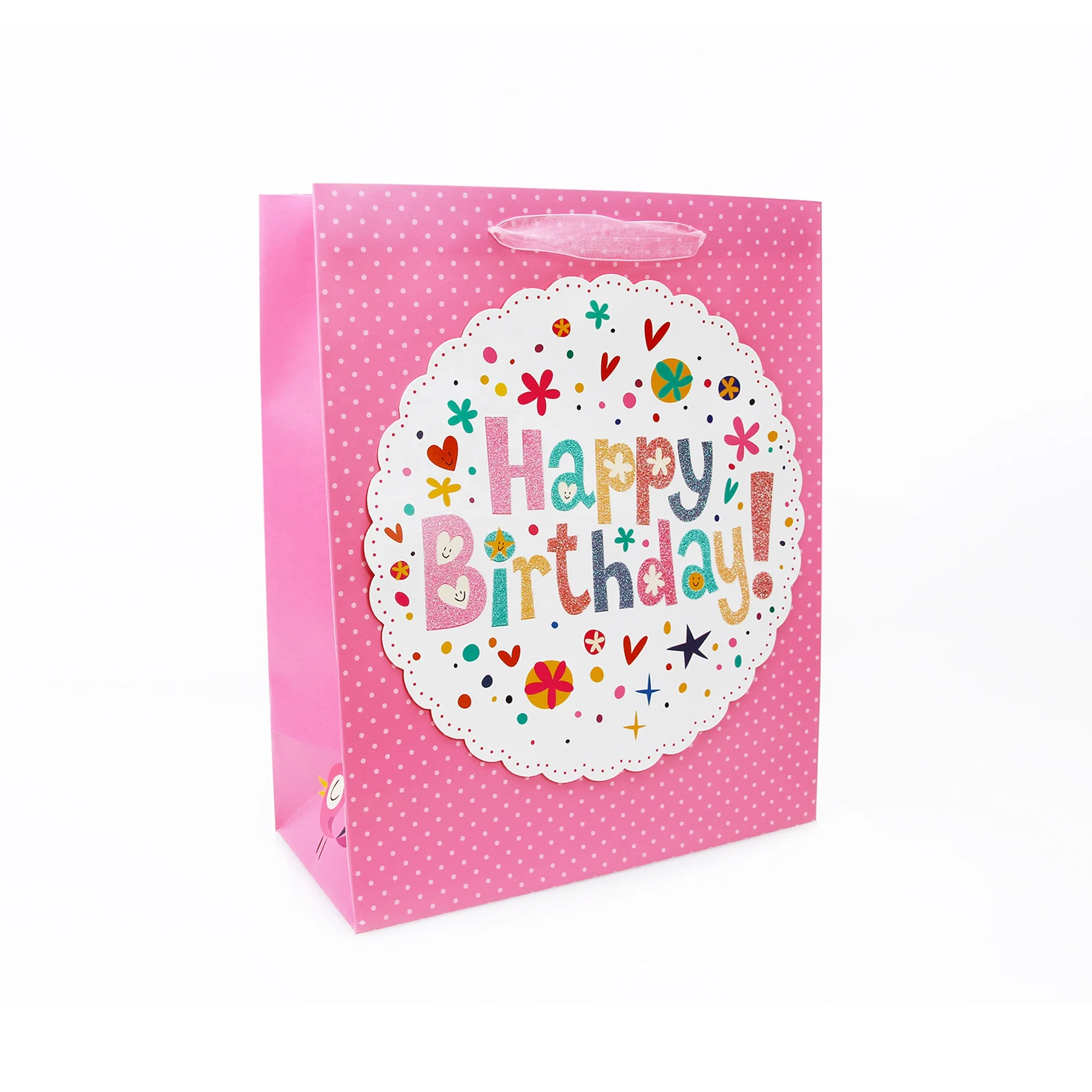 
Quality Guarantee Size 26x32x12cm Festival artpaper Happy birthday paper gift packaging bag 
