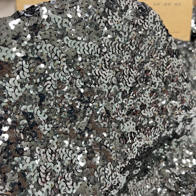 grey green  shiny beautiful cheap  embroidered sequin fabric for dancing  dress