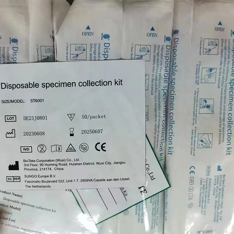 Hot Selling Sterile Gene Dna Rna Testing Detection Sample Tests Lab Saliva Medical Plastic Tube Collection Kit For Wholesales