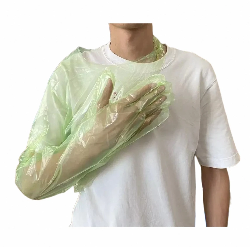Comfortable Veterinary Obstetric Pe Gloves Folded Elbow Length Disposable Gloves
