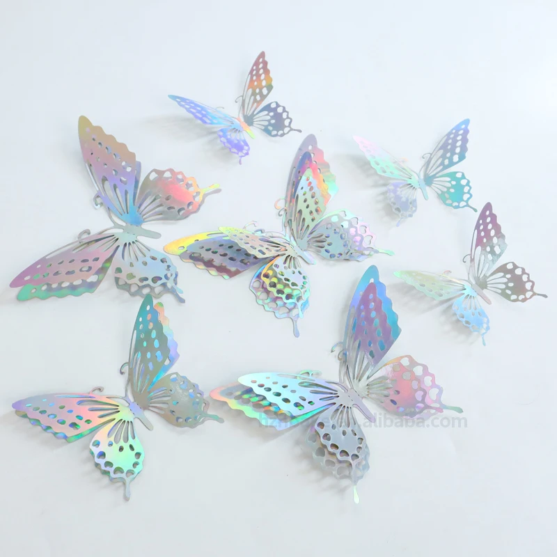 Gold butterfly 12 pcs wedding bouquet decorating silver butterfly paper toppers for cake decorating party supplies