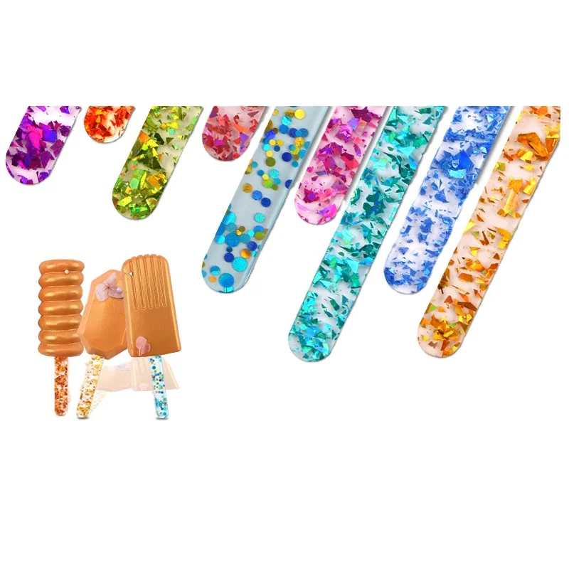 Acrylic Color Scrub Cakesicle Sticks Parent-child DIY Ice Cream Stick Popsicle Craft Model Tool Cupcake Toppers