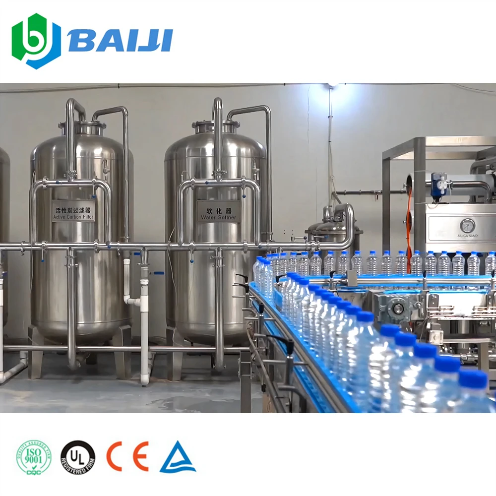 Complete drinking pure mineral water small bottle washing filling capping labeling packing machine production line