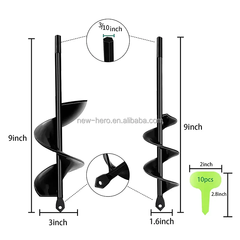 Garden Auger Spiral Drill Bit Flower Planter Bulb HEX Shaft Drill Auger Farm Yard Gardening Bedding Planting Hole Digger Tool