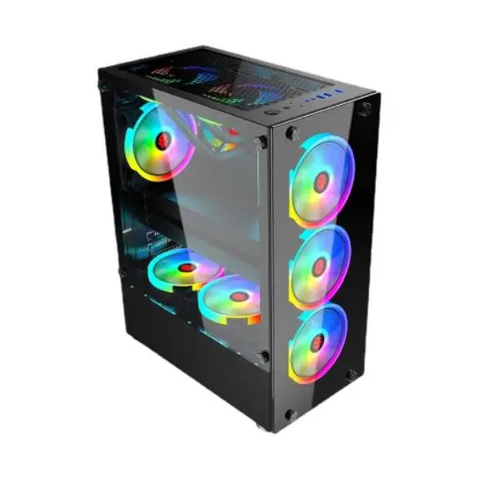 Hot-selling computer panoramic side through 8 fans for cooling hardware pc gaming cases & towers