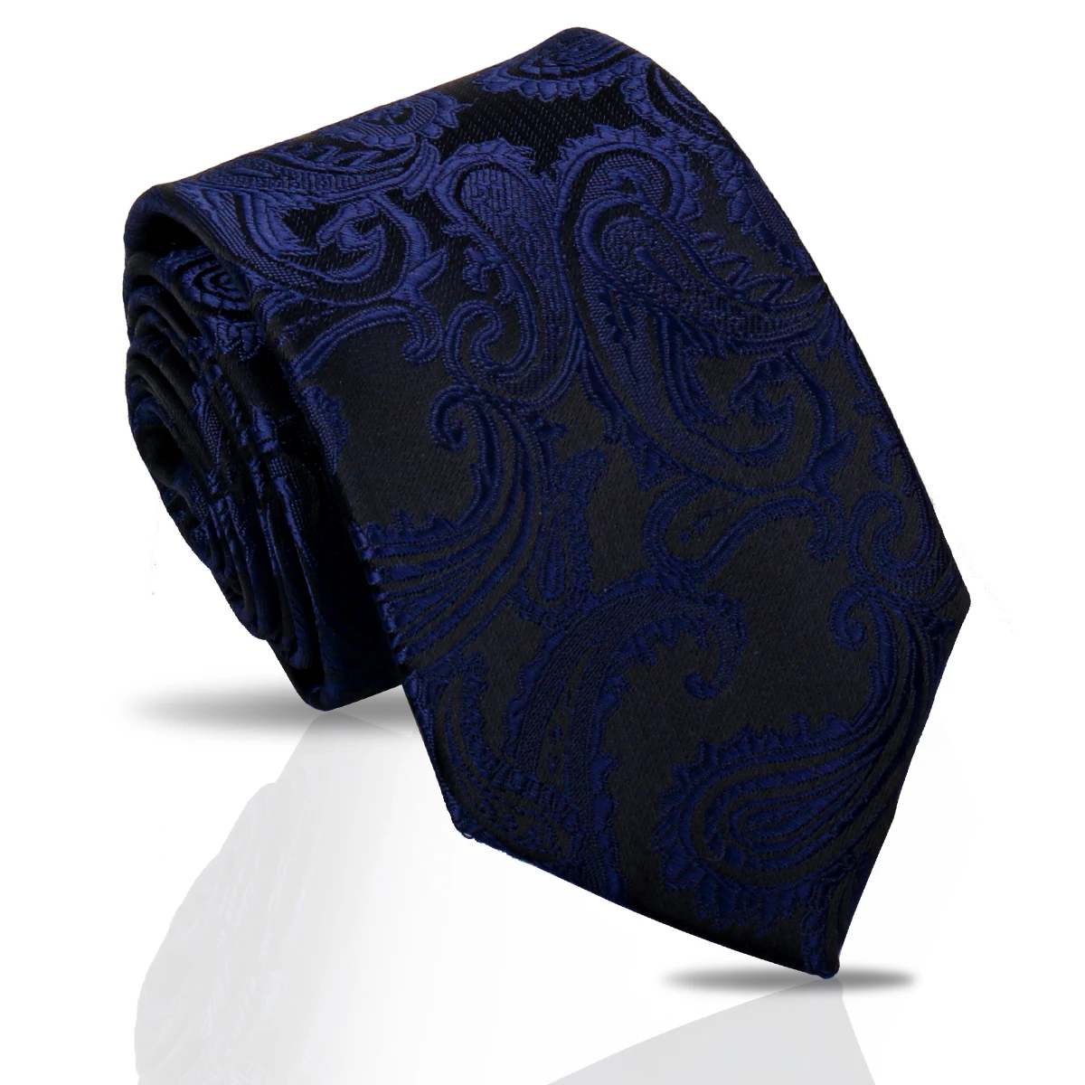 Hot Selling 55 Designs Polked Dot  Polyester Neck Ties For Men Navy Blue Pasiley Male Necktie Business