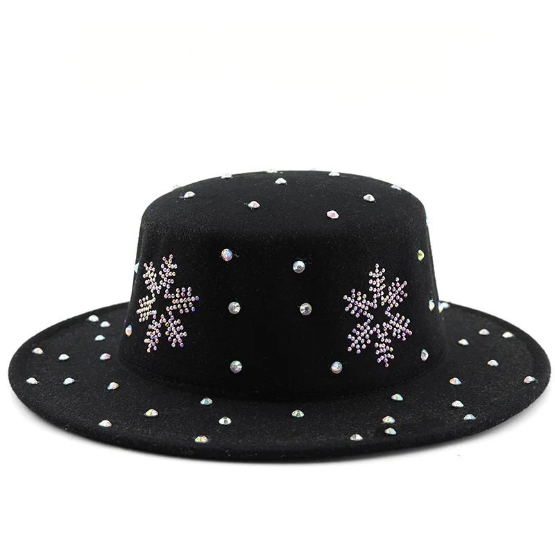 Customized point drill felt hat Europe and the United States design sense of small perfume wind bowler hat fashion butterfly dom