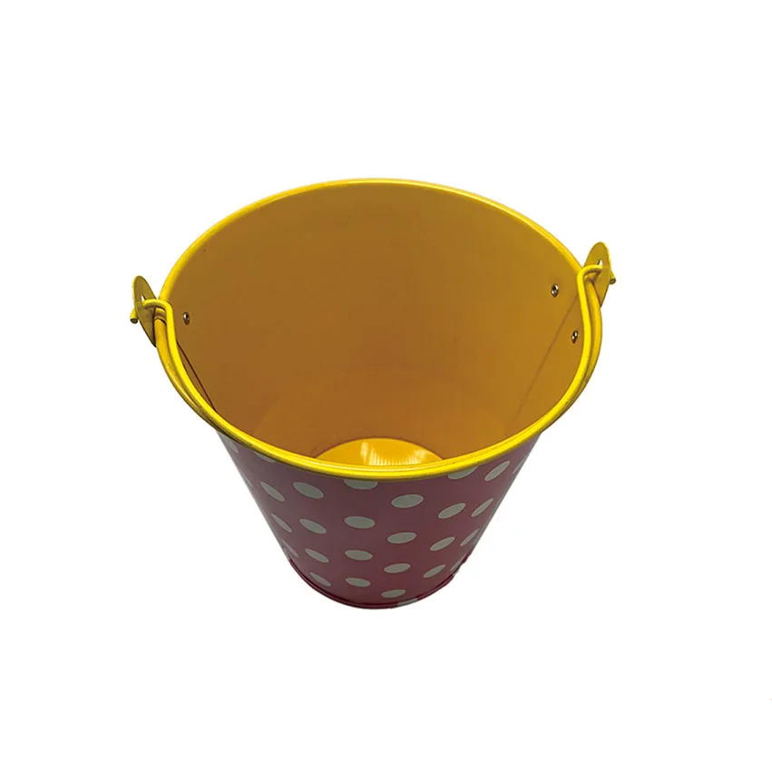 Buckets with Handle Mini Round Flower Pot Plant Basket Decoration Metal Customized Galvanized Bucket Home Party Food CMYK