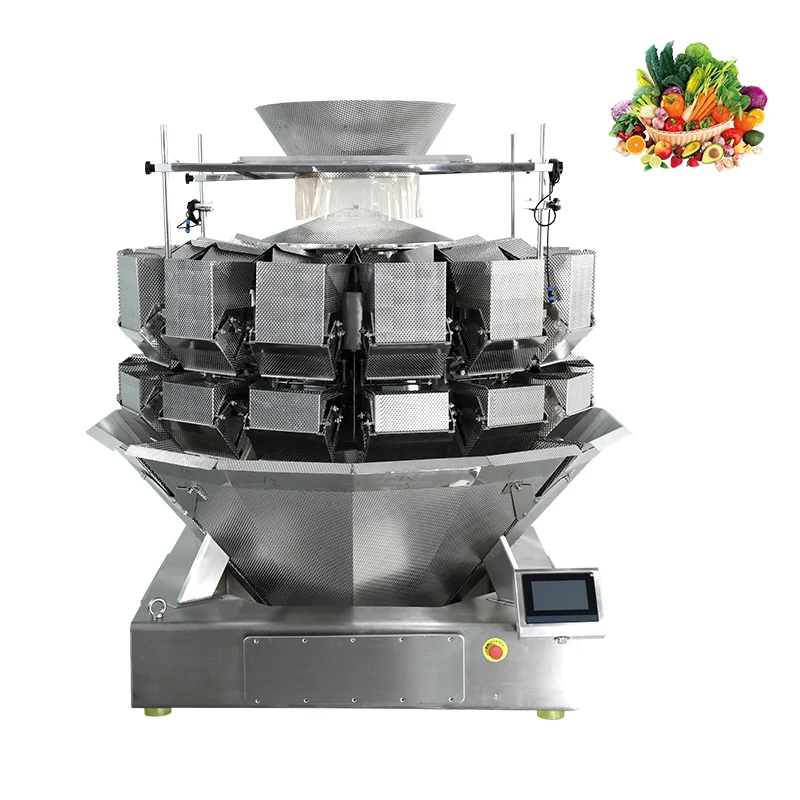 14 head multihead weigher packing machine salad grape lemon yellow peach weighing packaging machine