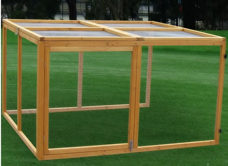 Garden Wooden Run Cage For Chicken Duck Fir Wood Stainless Steel Mesh Run Lager Size Animal Cages Run