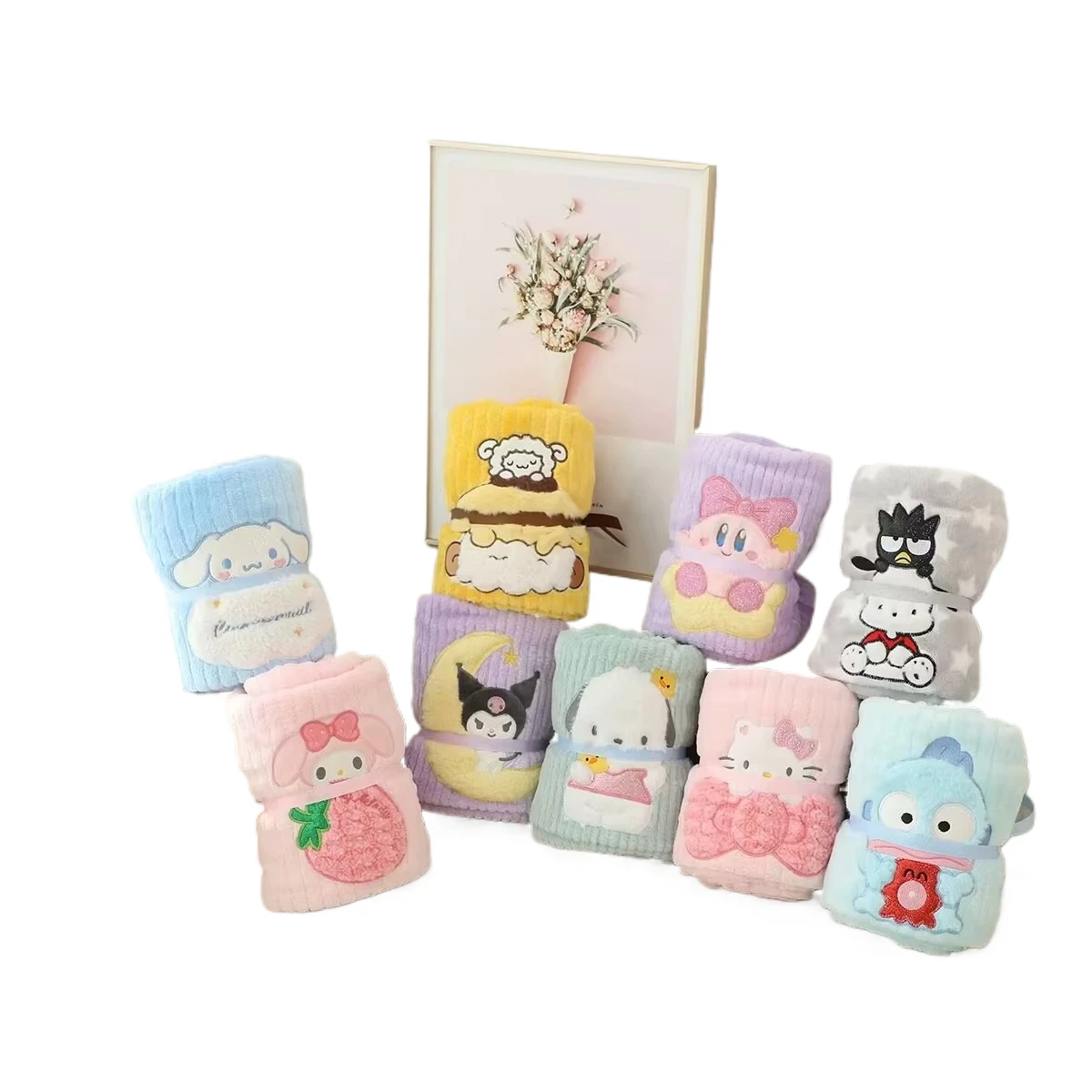 Cartoon Anime Blanket For Child Portable Kuromi My Melody Cinnamoroll Office Air Conditioner Blanket For Baby Spring Summer