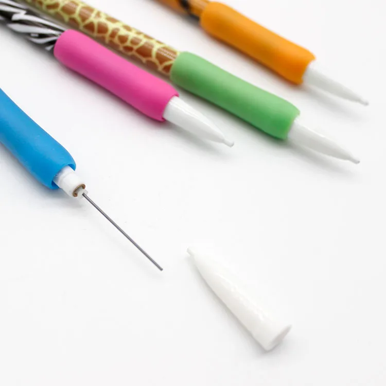 Custom Plastic 0.5mm or 0.7mm automatic mechanical pencil with soft rubber grip for school students