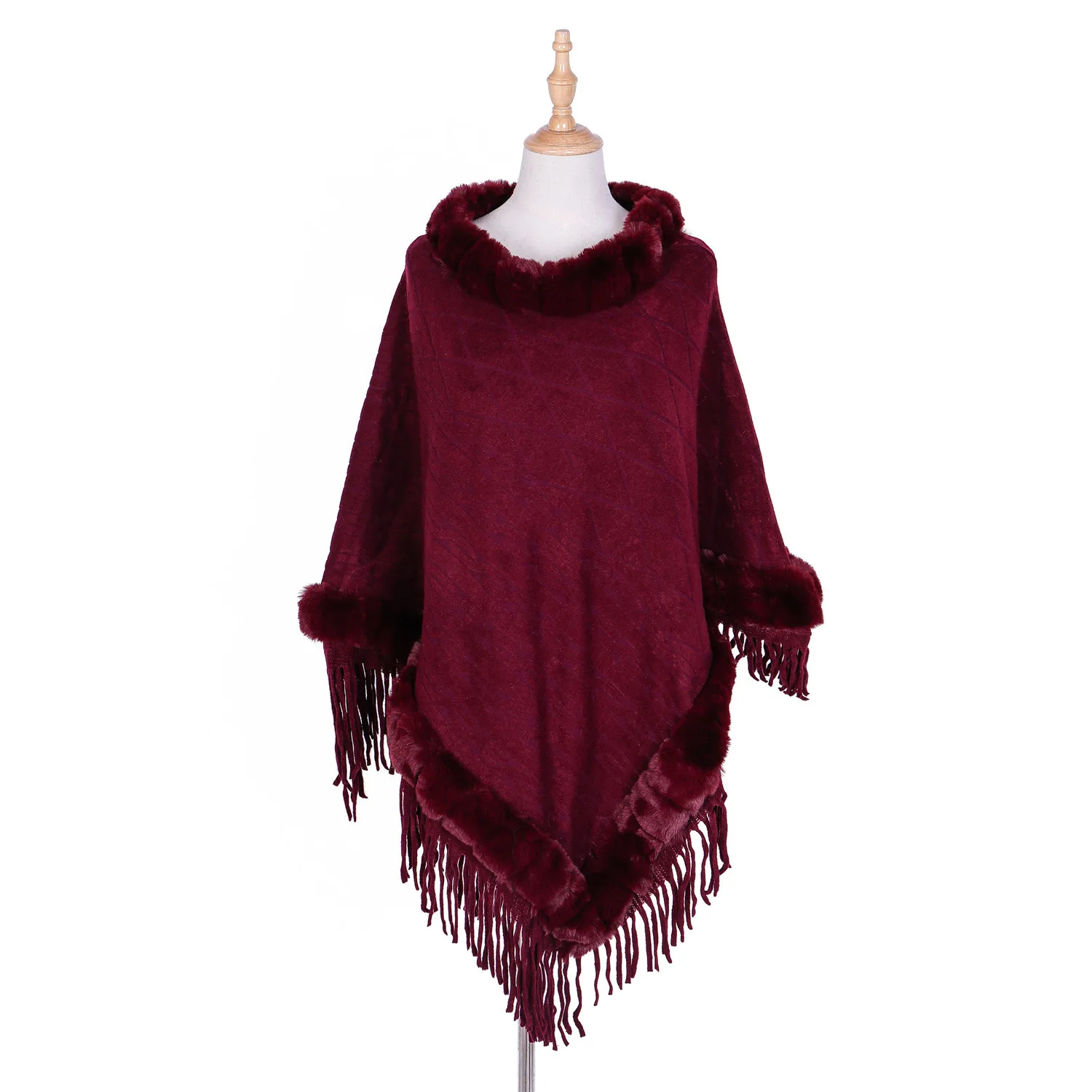 Новый стиль, однотонный полосатый меховой воротник, шарф, головной платок с бахромой, шарф