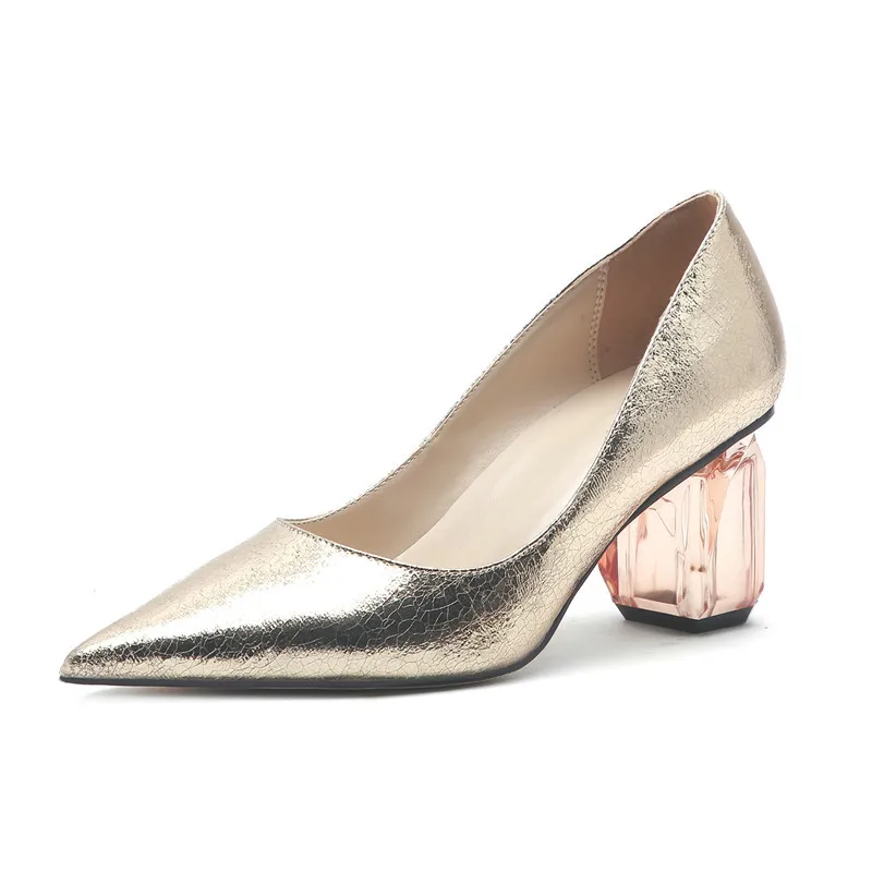 
Wholesale Price 6CM Crystal High Heels Women Stiletto Pointed Folds Material Ladies Pumps Shoes 