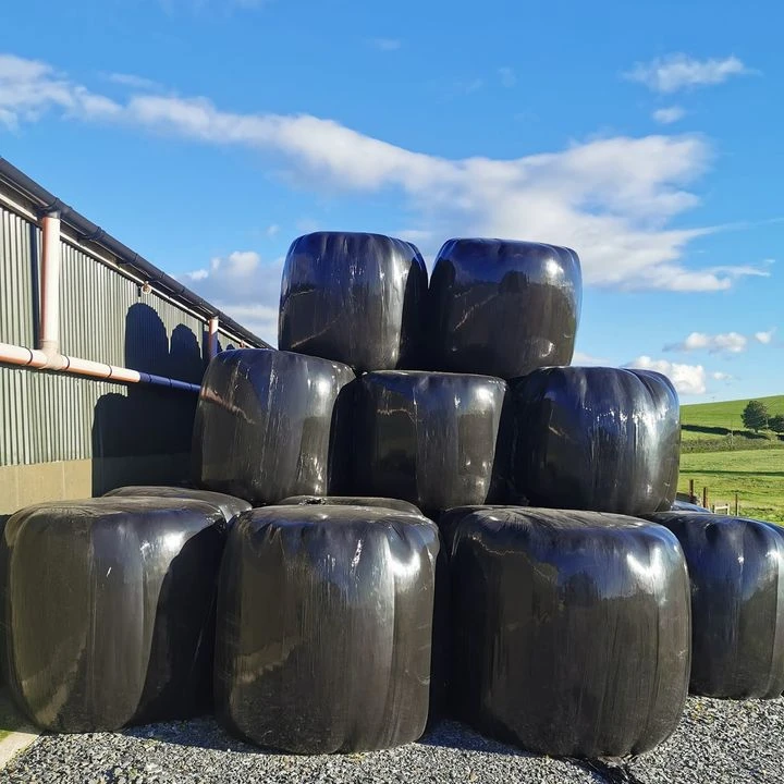 Wholesale Custom Size 23mic Black Silage Bale Wrap Stretch Film For Hay Packing