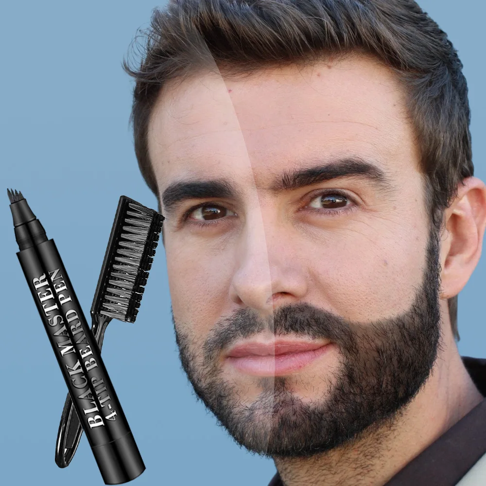 Wholesale Professional Men Hair Styling Waterproof Beard Brush Beard Natural Filling Pen Set