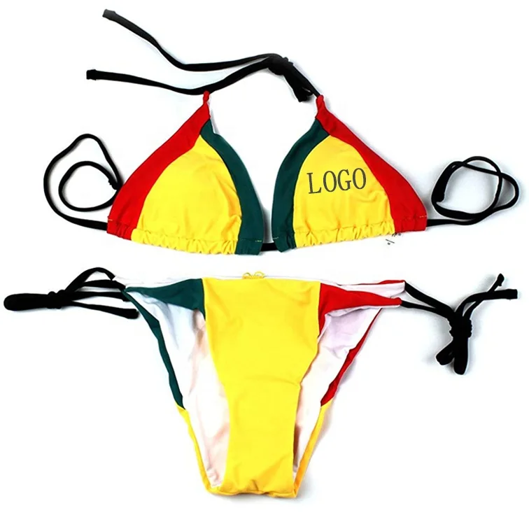 
Оптовая продажа, индивидуальная фирменная торговая марка, купальник с высоким вырезом, стринги, купальник, купальный костюм Rasta и микро мини комплект бикини из 2 предметов 
