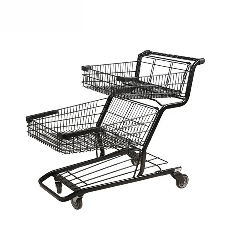 Metal Line Surface Supermarket Shopping Trolley Cart With Baby Seat With Customized logo