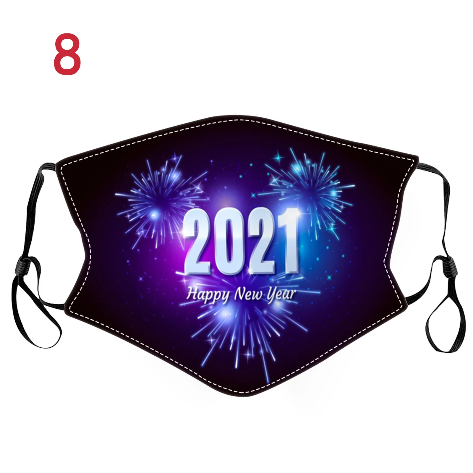 2021 New Year Party Printed Cotton Mask Winter Warm Washable Adult Face Mask