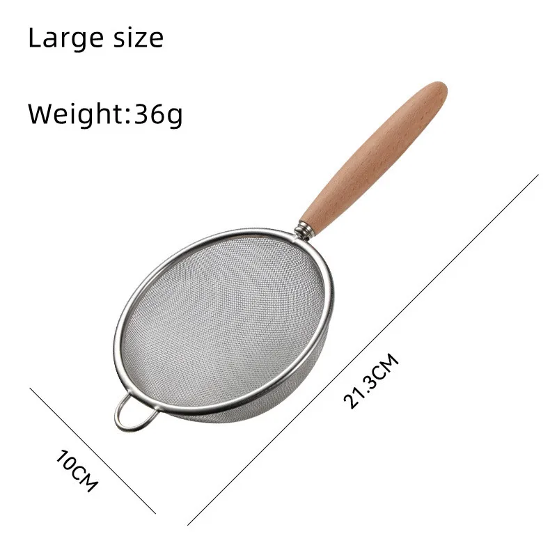Latest Hot Selling Stainless Steel Oil Strainer With Multi Function Juice Flour Strainer Mesh Sieve with Wood Handle