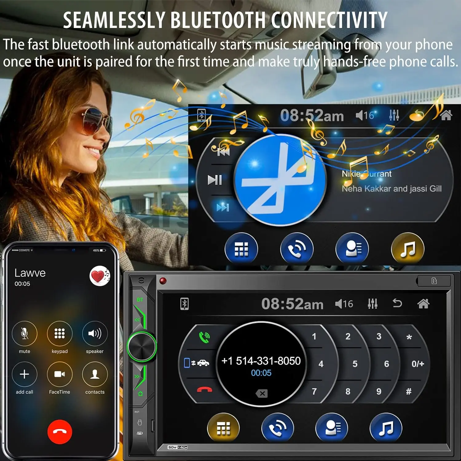 Автомобильный мультимедийный приемник с Bluetooth
