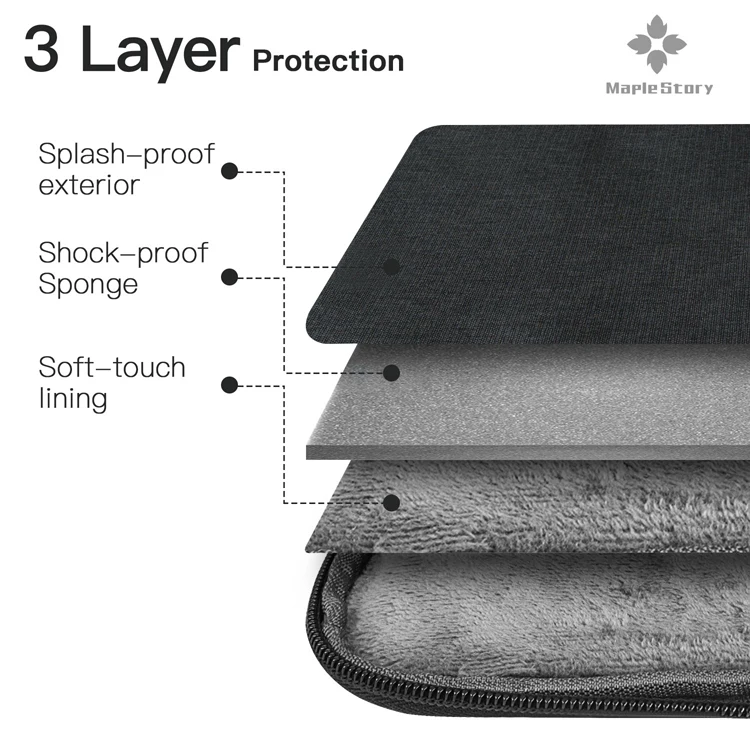 Handle Laptop Carrying Case Sleeve Case Protective Bag with Front Accessories Pocket for macbook 12 Tablet 13 14 15.6 Chromebook