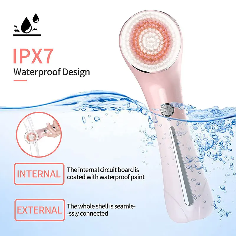 
Vibration EMS massage IPX7 waterproof multifunction beauty equipment Facial cleansing brush for skin care 